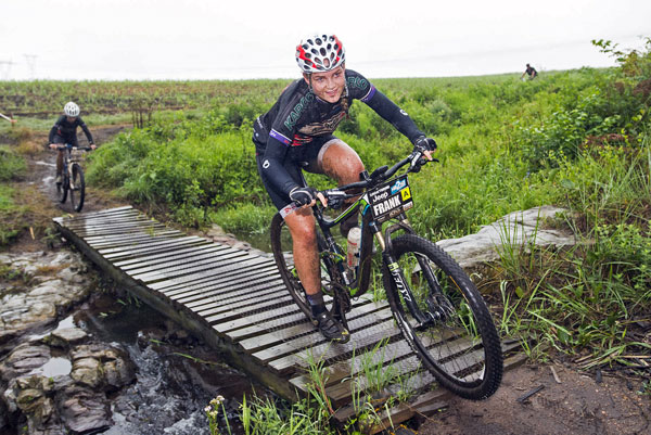 Kargo Pro Cycling's Frankie du Toit (front) and Hayley Smith (background) are looking forward to taking on the trails of the Sappi Howick MTB Classic on Sunday, 6 March. Photo: Anthony Grote/ Gameplan Media