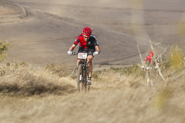 Kevin Vermaak heads up hill during the Prologue of the 2016 Absa Cape Epic Mountain Bike stage race held at Meerendal Wine Estate in Durbanville, South Africa on the 13th March 2016 Photo by Dominic Barnardt/Cape Epic/SPORTZPICS