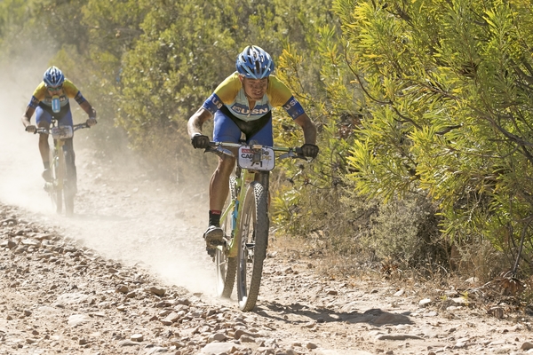 Team USN Purefit, Darren Lill and Waylon Woolcock during stage 1 of the 2016 Absa Cape Epic Mountain Bike stage race held from Saronsberg Wine Estate in Tulbagh, South Africa on the 14th March 2016 Photo by Mark Sampson/Cape Epic/SPORTZPICS PLEASE ENSURE THE APPROPRIATE CREDIT IS GIVEN TO THE PHOTOGRAPHER AND SPORTZPICS ALONG WITH THE ABSA CAPE EPIC {ace2016}