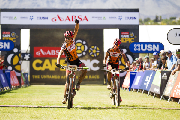 Annika Langvad & Ariane Kleinhans of Spur-Specialized win stage 3 of the 2016 Absa Cape Epic Mountain Bike stage race held from Saronsberg Wine Estate in Tulbagh to the Cape Peninsula University of Technology in Wellington, South Africa on the 16th March 2016 Photo by Gary Perkin/Cape Epic/SPORTZPICS PLEASE ENSURE THE APPROPRIATE CREDIT IS GIVEN TO THE PHOTOGRAPHER AND SPORTZPICS ALONG WITH THE ABSA CAPE EPIC ace2016