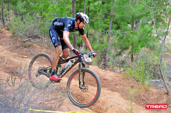 Nico Bell of Team NAD during stage 5 of the 2016 Absa Cape Epic Mountain Bike stage race held from the Cape Peninsula University of Technology in Wellington to Boschendal in Stellenbosch, South Africa on the 18th March 2016. Photo by Dino Lloyd