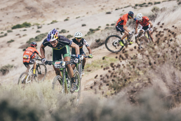 Team Cannondale Factory Racing's Manuel Fumic and Henrique Avancini on their way to stage victory during the final stage (stage 7) of the 2016 Absa Cape Epic Mountain Bike stage race from Boschendal in Stellenbosch to Meerendal Wine Estate in Durbanville, South Africa on the 20th March 2016 Photo by Ewald Sadie/Cape Epic/SPORTZPICS