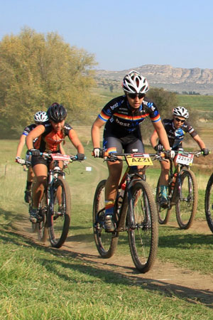 Fifteen-year-old Azulde Britz (BestMed Factory Lapierre Team) won the Youth Women's race to be crowned the SA MTB Marathon Champion in a time of two hours two minutes and eight seconds at the third round of the Ashburton Investments National MTB Series this year, which played host to the 2016 South African Mountain Bike Marathon Championships in Clarens, on Sunday 17 April. Photo: supplied