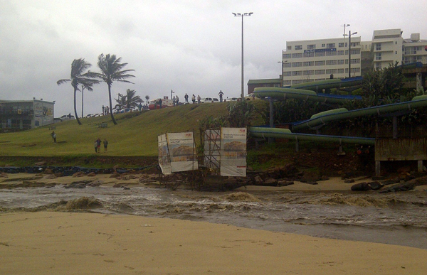 Despite the heavy rainfall through most parts of KwaZulu-Natal over the past weekend Farmer Glen Haw has reassured riders that despite the damage to the floating bridge and the scaffolding in Scottburgh the KAP sani2c has not been affected by the rains on the coast when the event gets underway on Tuesday, 12 May. Photo: Flavio Scarpa/Gameplan Media