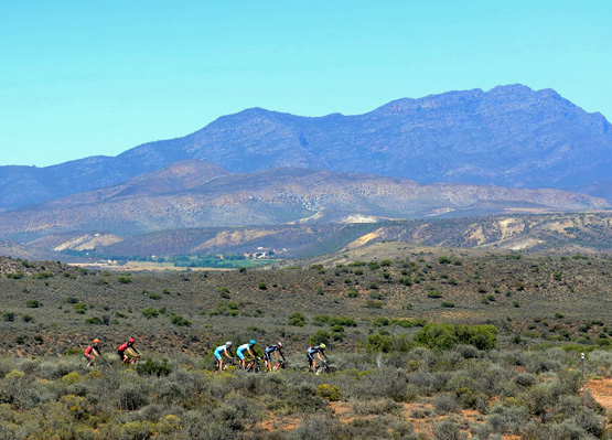 Stage 4 of the Cape Pioneer Trek international mountain bike stage race took competitors to Oudtshoorn via the semi-arid lands of the Karoo on Thursday. Photo: www.zcmc.co.za