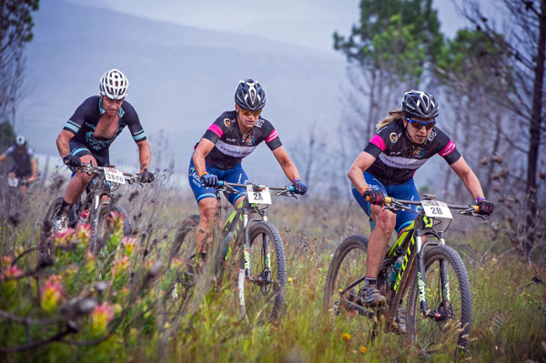 Team Ascendis Health’s Robyn De Groot (2A) and Jennie Stenerhag (2B) during Stage Three of the 2016 FNB Wines2Whales Mountain Bike (MTB) Race. Photo: David Tarpey