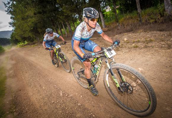 Seen here (from front to back):  Robyn De Groot (George) and Jennie Stenerhag in action on the day.   Photo:  Tobias Ginsberg