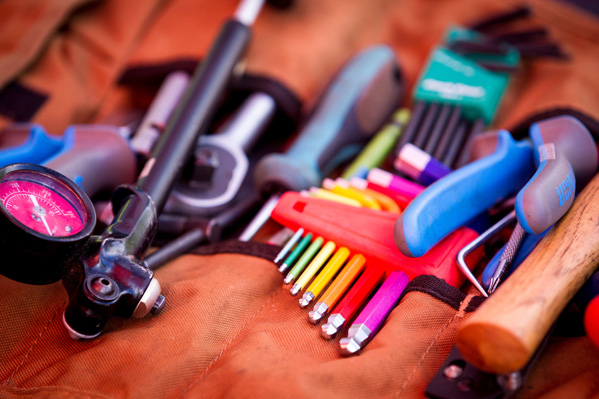 A typical layout of mechanic's tools used. Photo: Nick Muzik/Cape Epic/SPORTZPICS