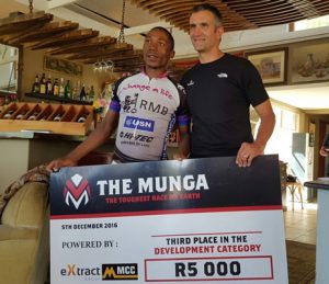 RMB Change a Life's Mazwi Smimango finished the gruelling 1000km Munga from Bloemfontein to Stellenbosch in just under four days placing him 16th overall and third in the development category. Photo supplied.