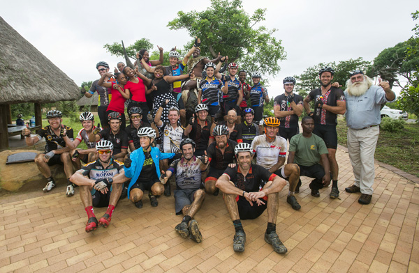 The 340km Long Horn riders arrive in the Hluhluwe-iMfolozi Game Reserve during the uBhejane Xtreme MTB Challenge on Saturday, 10 December. Photo: Anthony Grote/Gameplan Media