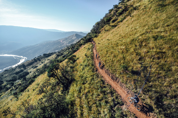 Riders descend 'The Umko' at the Sani2C. Photo: Kelvin Trautman